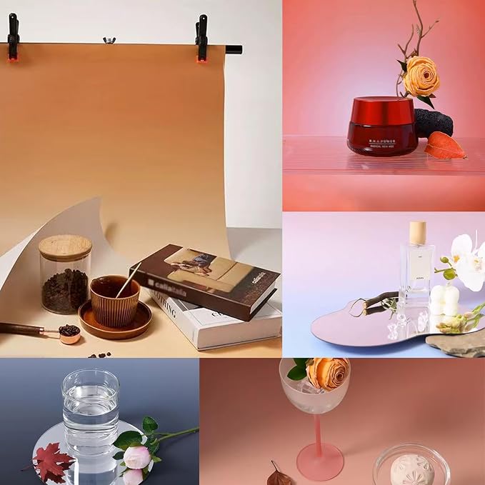7PCS 14Patterns Photo Backdrop Gradient Paper with Stand | Flat Lay Seamless 34x23in Product Photography Backdrops- Tabletop Props Shoot for Jewelry Cosmetics Food - Image 3