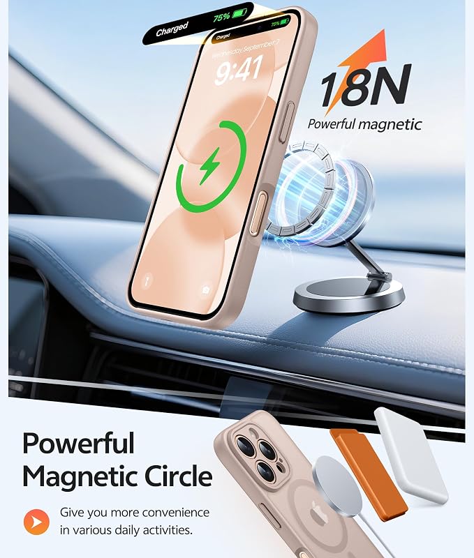 FNTCASE for iPhone 16 Pro Max Case, Fit for Magsafe, Glass Screen Protector | Full Camera Protection, Translucent Matte, 14FT Military Grade Drop Proof, Shockproof Protective Phone Cover, Desert Gold - Image 3
