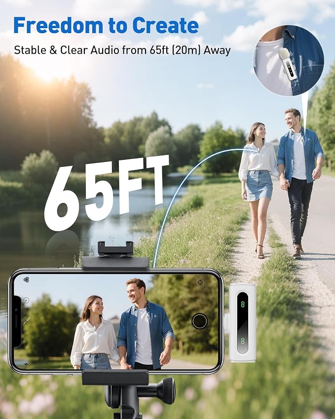 USB C Lavalier Microphone Wireless Mini Mic for Type-C Android Phone/Tablet/PC Video Recording Clip-on Mics with Rotatable Clip&Denoise Recording, Ideal for Vlog Tiktok Youtube Content Creator, White - Image 7