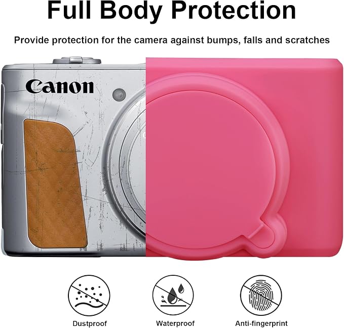 BOVKE Silicone Camera Case for Canon PowerShot SX740 / SX730 Digital Camera, SX740 HS Soft Protective Case Cover Rubber Camera Slim Fit Sleeve with Removable Lens Cover, Peach Pink - Image 3