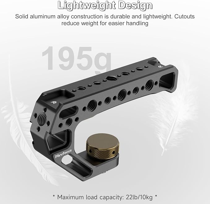 Top Handle with 3/8"-16 Locating Pins, Universal Camera Handgrip with 5 Cold Shoe Mount for Microphone, LED Light, Monitor, 1/4", 3/8" Threaded Holes with Locating Pins for ARRI Grip - Image 7