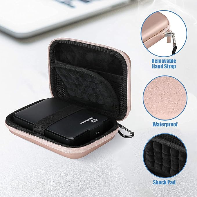 ProCase External Hard Drive Travel Case for 2.5" HDD/SSD -Rosegold | Fits Seagate Portable, Samsung T9, WD Elements, My Passport, Toshiba Canvio Basics, 1TB-5TB Drives, USB 3.0 HDD/SSD Storage - Image 2