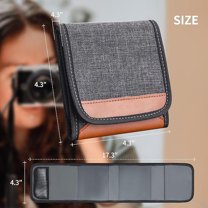 Professional photography Filter Holder Belt Bag Pouch waterproof and dustproof design, suitable for 25mm-82m Filter bag Three, Pack of 1 (Gray) - Image 2