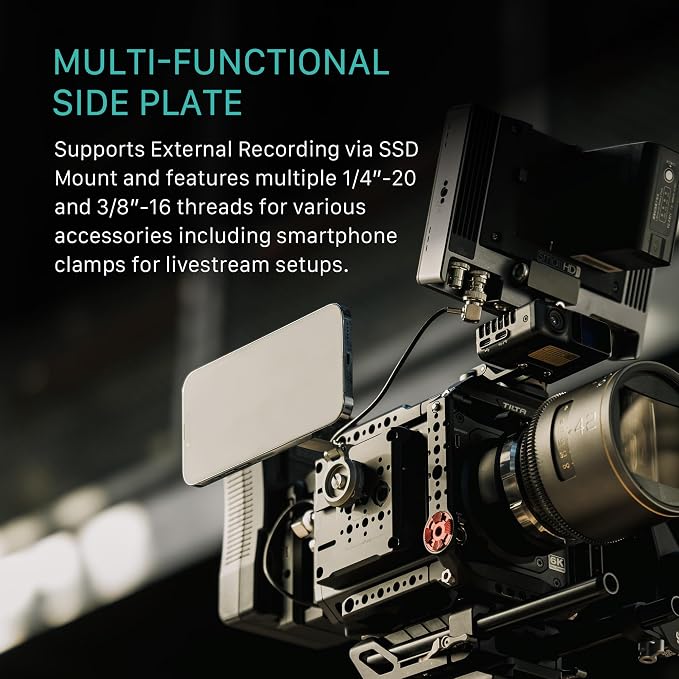 Tilta Camera Cage Pro Kit V-Mount Compatible with Blackmagic Pyxis 6K/12K| Full Cage, Top Handle, V-Mount Battery Plate, Side Plate, Bottom Plate, Universal 15mm Baseplate w/Rods, and Mini Tool | V-mount battery plate with 15mm LWS baseplate and NATO t... - Image 7