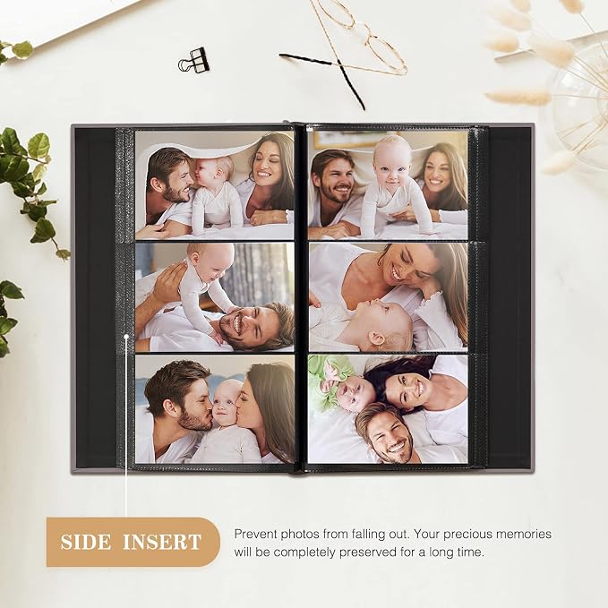 potricher Photo Album 4x6, 300 Pockets, Linen Cover, Pink | Small Capacity 4x6 Picture Albums with Horizontal Pockets, 4x6 Photo Book for Family, Wedding, Baby, Anniversary - Image 4