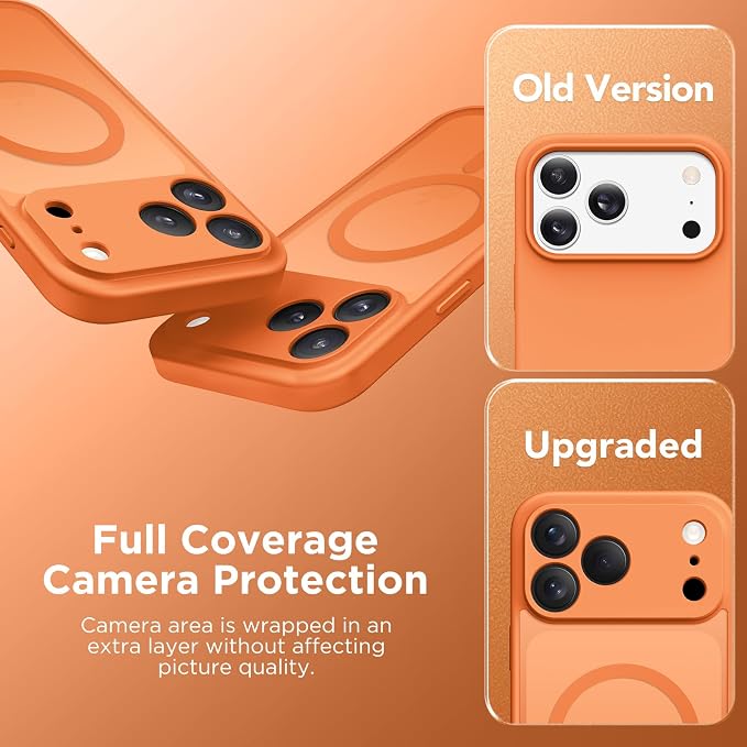 CAPRARO for iPhone 17 Pro Max Case, Compatible with MagSafe | Upgraded [Full Camera Protection] Protective Translucent Matte Women Girl Magnetic Phone Case Cover, Cosmic Orange - Image 7
