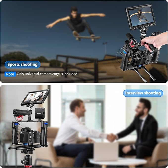 NEEWER Aluminum Alloy Camera Cage, Filmmaking Rig with Top Handle | Dual Grips & Arca Type Base, Compatible with Sony A7S III A7IV A6600 Canon EOS R5C R5 R6 DSLR/Mirrorless Cameras, VS107 Blue - Image 7