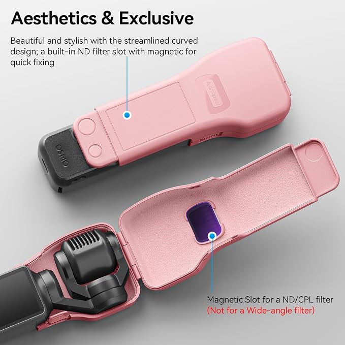 AMAZEAR Gimbal Screen Protective Cover for DJI OSMO Pocket 4/3/Xtra Muse, Pocket4 Accessories Portable Lens Cap Hard Case with Soft Lining for Carry/Protection/Storage, Quick Open/Close, Light-Pink - Image 5