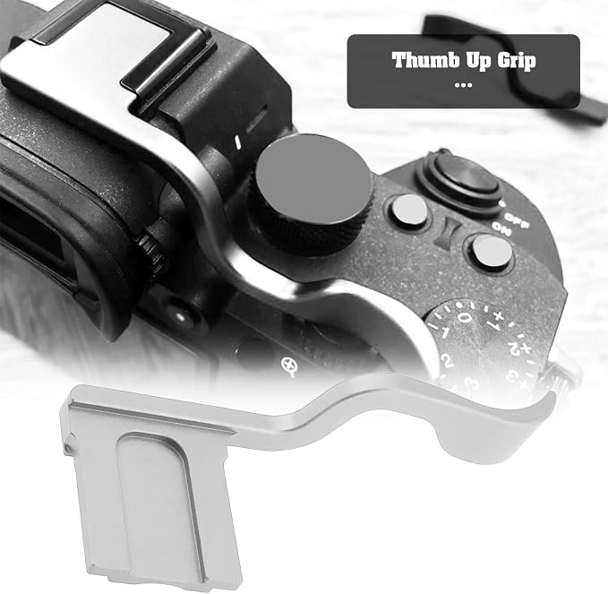 Camera Hot Shoe Thumb Up Rest Hand Grip with Concave Shutter Release Button Compatible with Fujifilm XT50 XT5 XT4 XT3 XT30 XT2 XT20 XT10 Digital Camera, Silver - Image 2