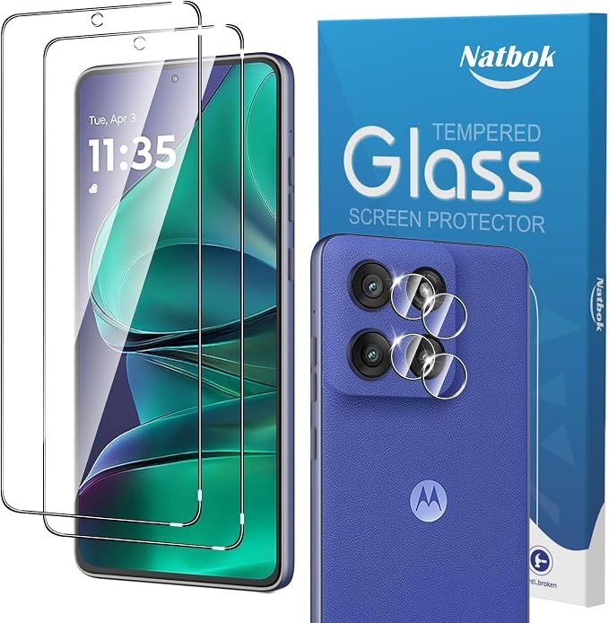 2+2 Pack for Moto G Stylus 2025/Moto Edge 60 Stylus Screen Protector with Camera Lens Protector,9H Tempered Glass Film,HD Clear Scratch Resistant,Bubble-Free for Motorola Moto G Stylus 5G 2025 Screen Protector by Natbok