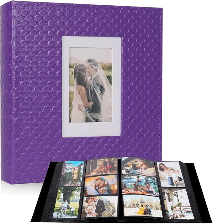 RECUTMS Photo Albums 4x6 Pictures, 600 Pockets Large Capacity Picture Album | Acid-Free Black Pages, Leather Cover, Dual Horizontal/Vertical Pockets, Custom Photo Cover, Perfect for Wedding, Family&Trave by RECUTMS