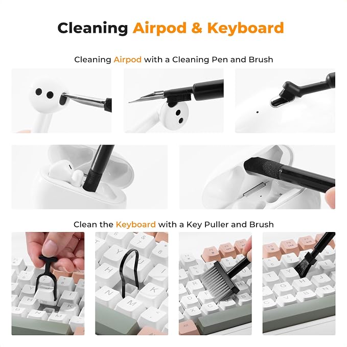 K&F CONCEPT 22 in 1 Electronics Cleaning Kit for Phone, Keyboard, Laptop | Multi-Cleaning Tools, Remove Dirt In Crevices and Holes, Clean Oil and Fingerprints, All-in-One Design, Wide Application - Image 5