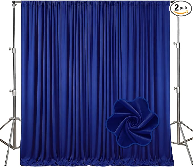 10ft x 10ft Royal Blue Backdrop Curtains for Parties, Polyester Fabric Backdrop Drapes with Rod Pockets for Weddings, Birthday, Photography, Mother's Day, Graduation Party Background Curtain, 2 Panels by Tisspoms