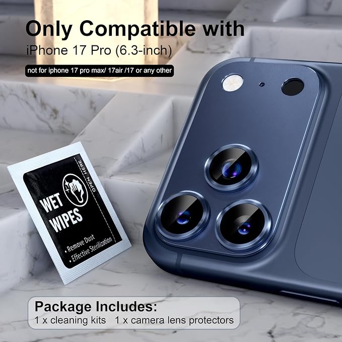 Choiche for iPhone 17 Pro Camera Lens Protector, Deep Blue | Metal Camera Cover with 9H Tempered Glass Lens Screen Protector Accessories, Strong Adsorption, Case-Friendly, 6.3-inch - Image 2