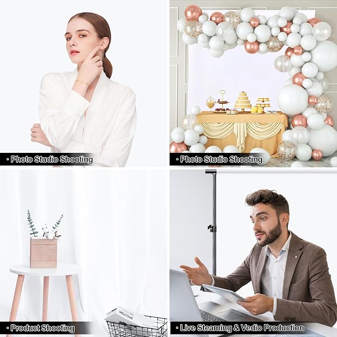 5X 6.5 Ft White Backdrop Photography, White Screen Photo Booth Backdrop for Photoshoot, Party and Video, Photo Background for Product, Portrait, Video Recording - Image 5