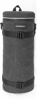 Camera Lens Case Bag for Photographyers, Zipper Waterproof Lens Protective Pouch Interior Size (6.29" x 15.35"(Canvas, Black)) by XAMOREST