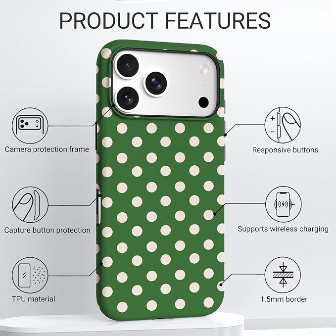 TPU Phone Case for iPhone 17 Pro, MagSafe Wireless Charging Compatible, Shockproof Slim Fit Protective Cover with Anti-Yellowing & Raised Camera Protection (Point 1, iPhone 17 Pro(6.3")) - Image 4