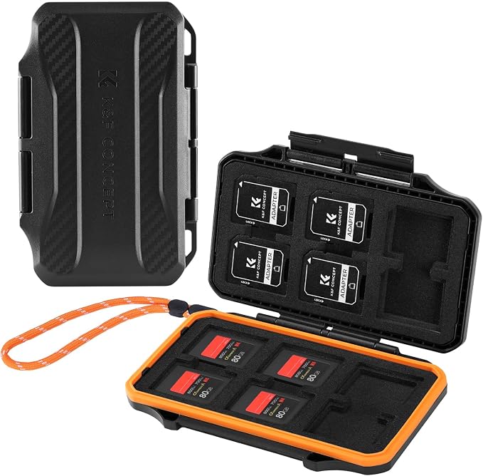 K&F CONCEPT 24 Slots Memory Card Case, Water-Resistant Shockproof | Memory Card Storage Carrying Case for 12 SD SDXC SDHC Cards, 12 CFexpress Type A Cards, PM03 by KFCONCEPT