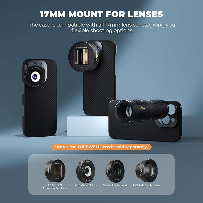 FREEWELL Pro Filmmaker Case for iPhone 16 Pro - Magnetic Filters & 17mm Lens Mount Black - Image 3