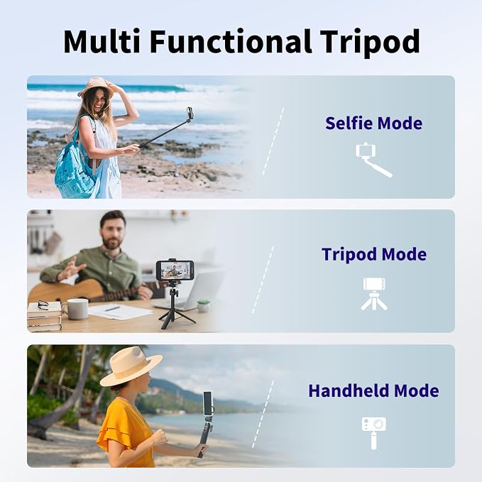 Mini Tripod for Camera, 24.61"/62.5cm Tripod Selfie Stick with 5 Levels Adjustment 360° Ball Head 1/4" Screw Desktop for DJI Osmo Pocket3 Vlog Handle Grip Insta360 Action 5 Pro/4/3 Camera - Image 4