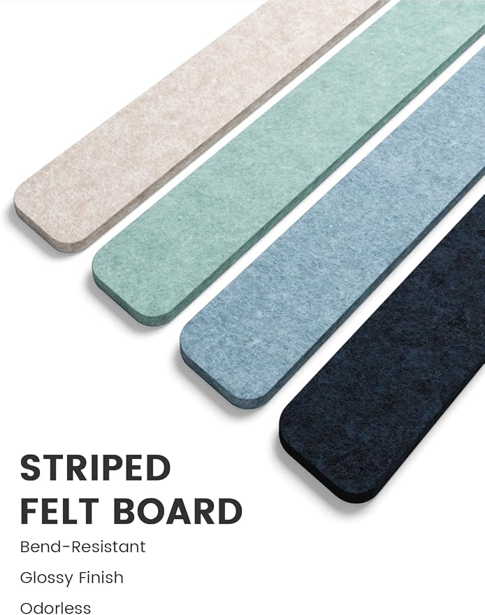 Fluxynara 13" x 2" Felt Wall Panels, Ocean Gradient | 8-Pack Includes 50 Push Pins and Adhesive Tabs for Photos, Notes and Decor in Bedroom Doors, Home Office or Studios - Image 3