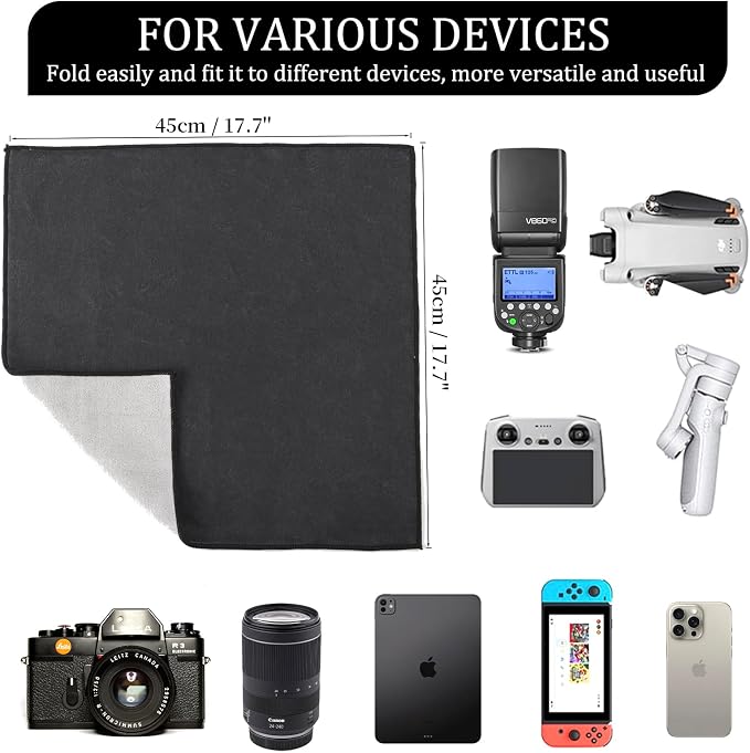2 Pack Camera Protective Wrap, Lens Protector, Magic Self-Adhesive Cloth for DSLR/Camera Lens/Phone/Accessories, 17.7''*17.7 - Image 3