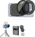 JJC ND Filter for iPhone, Lens Adapter with 67mm Variable ND2-128 Filter | Magnetic Lens Attachment for iPhone 16 15 14 Pro Max Plus, with 1/4" Screw & Cold Shoe, Ideal for Vlog/Video/Photography by JJC