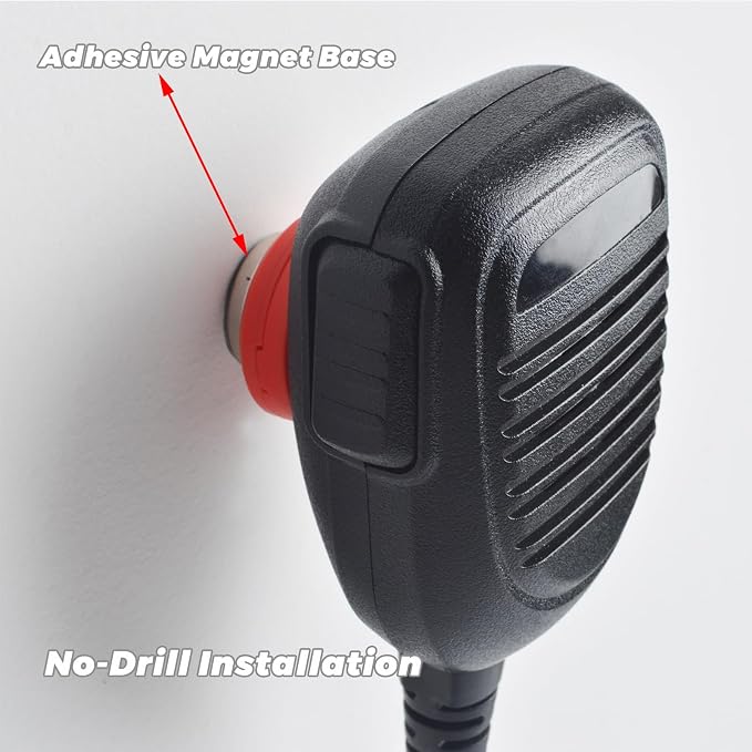 TWAYRDIO Magnetic Radio Mic Holder, Mobile Transceiver Microphone Magnet Mount, CB Mic Hanger with Adhesive Mag Base for Kenwood KMC-35 KMC-36 Motorola HMN1090D HMN3596 RMN5052A Mics - Image 4