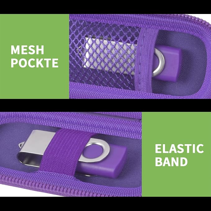 USB Flash Drive Case, SD Card/Thumb Drive/Memory Cards Holder, Bag Only | SDXC/SDHC Storage, Electronic Accessories Organizer for SanDisk / for Samsung, for Students/IT/Office/School/Travel, Purple - Image 4