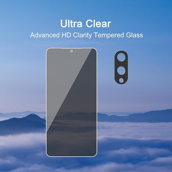 Ailun Privacy Screen Protector+Camera Lens Protector for Galaxy S25 Edge | 3+3 Pack, Anti Spy Private Tempered Glass Film, Case Friendly, HD - Image 4
