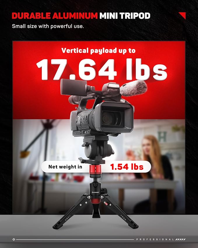 IFOOTAGE Cobra 3 Base Aluminum Desktop Mini Tripod for Camera | Tabletop Small Tripod with 1/4" & 3/8" Screws Compatible with Sony Nikon Canon DSLR Cameras, Payload 17.64lbs - Image 6