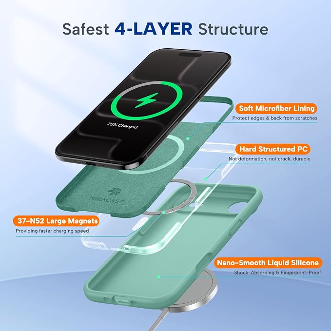miracase Magnetic for iPhone Air Case, Compatible with MagSafe, Integrated Silicone Camera Control Cover, 3.0mm Thicken Shockproof Drop Protection Phone Case for 17 Air,Midnight Green - Image 4