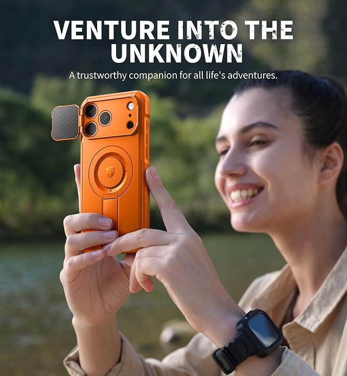 Dexnor for iPhone 17 Pro Max Case, [Built-in Flip Camera Cover & Camera Control Cover & Kickstand], Compatible with MagSafe, Heavy-Duty Rugged Shockproof Magnetic Phone Cover, 6.9 inch Orange - Image 8