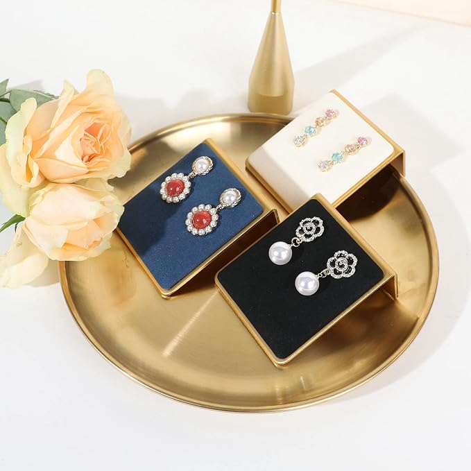 Black earring holders for selling, Velvet earring stands Jewelry display, metal gold studs board【Black】 - Image 3