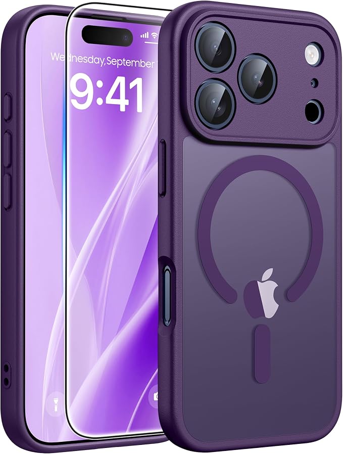 FNTCASE for iPhone 17 Pro Max Case, Fit for Magsafe, Screen Protector | Full Camera Protection, Translucent Matte, 14FT Military Grade Drop Proof, Shockproof Protective Phone Cover, Purple by FNTCASE
