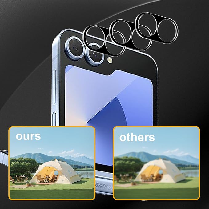 3 Pack Camera Lens Protector for Samsung Galaxy Z Flip 6 | Tempered Glass,Anti-Fingerprint,9H Hardness,Scratch Resistant,Easy to Install,Bubble Free,HD Clarity - Image 6
