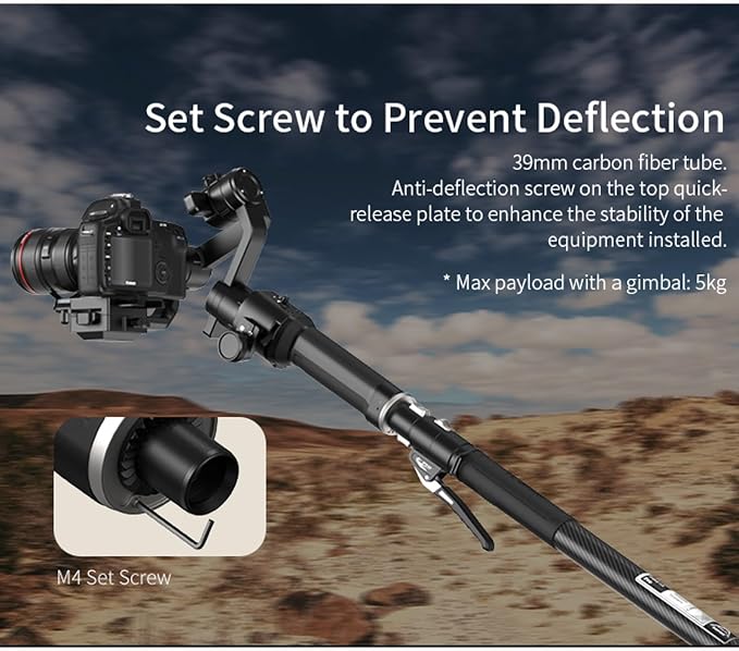 YC Onion Pineta Pro Carbon Fiber Monopod with Pedal Base, Light Stand Lightweight Travel Monopod with Quick Release Plate for Sony Canon Nikon DSLR Cameras, Gimbal and etc Max Load 11lb/5Kg - Image 6