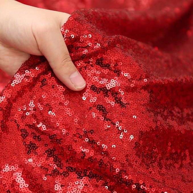 Poise3EHome Red Sequin Backdrop Curtain, 10Ft x 10Ft Red Glitter Photography Background Curtains, Sequence Xmas Thanksgiving Backdrop Drapes for Wedding Party Festival Decor - Image 4