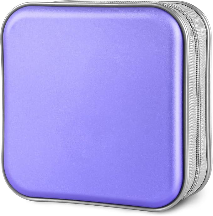 Siveit CD Case Holders - Hard Plastic 48 Capacity CD/DVD Disc Cases Storage Binder for Car, Home, Office, Travel (Lavender) by Siveit
