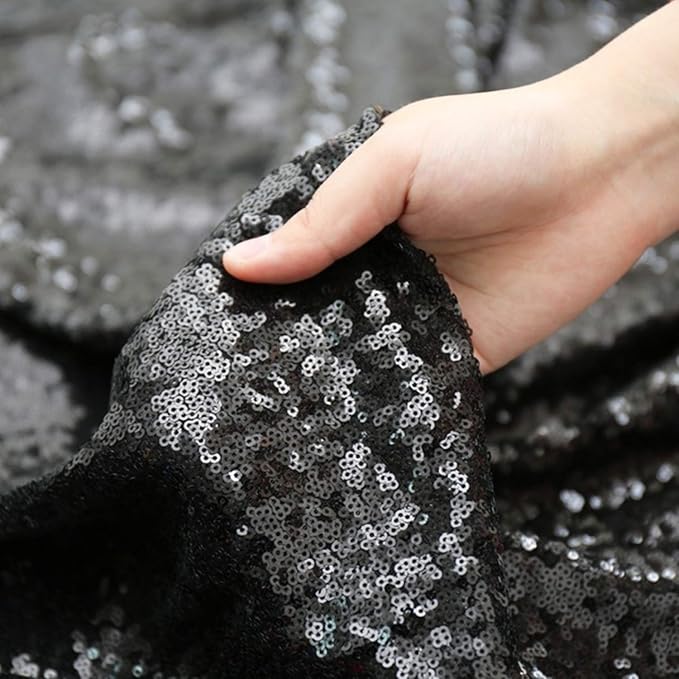 Poise3EHome 6FT x 6FT Black Sequin Photography Backdrop Curtain for Party Decoration - Image 3