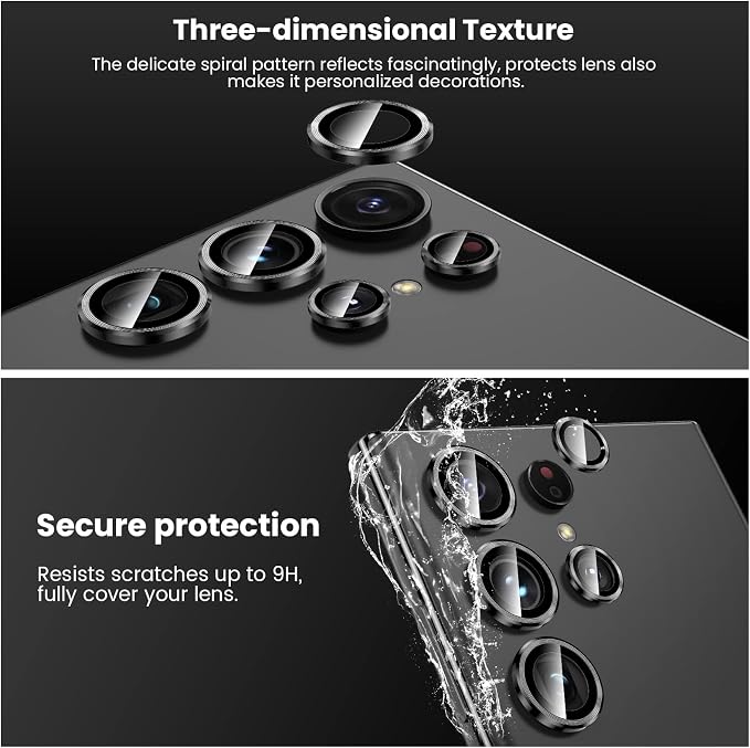 Tensea [3+2PCS for Samsung Galaxy S23 Ultra 5G Camera Lens Protector, 9H Tempered Glass Camera Cover Screen Protector Metal Individual Ring [Installation Tray][Removal tool][Case Friendly]- Black | 9H Tempered Glass Camera Cover Screen Protector Metal ... - Image 6
