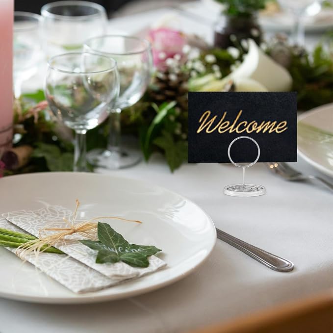 30 Pack Silver Table Number Holders with Clear Base – Metal Place Card Holders for Table, Photo Picture Display Stands for Wedding Party Banquet Restaurant Events (Silver) - Image 5
