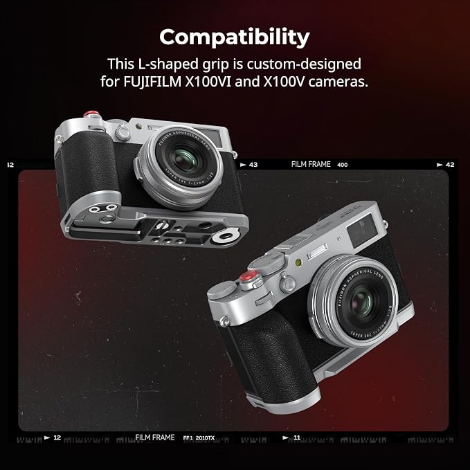 SmallRig X100VI / X100V Handgrip L-Shape Grip with Quick Release Plate for Arca, Lightweight Silicone Side Handle, Shutter Button and Hot Shoe Cover for FUJIFILM X100VI / X100V Cameras (Silver) - 4555 | with Hot Shoe Cover, Quick Release Plate for Arca... - Image 2