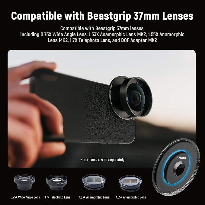 NEEWER 17mm to 37mm & 58mm Lens Filter Adapter Ring, Compatible with Beastgrip 37mm Lenses 58mm Filters Phone Cage Rig Stabilizer for iPhone 16 15 Pro Max S24 Ultra Video Recording, PA062 - Image 3