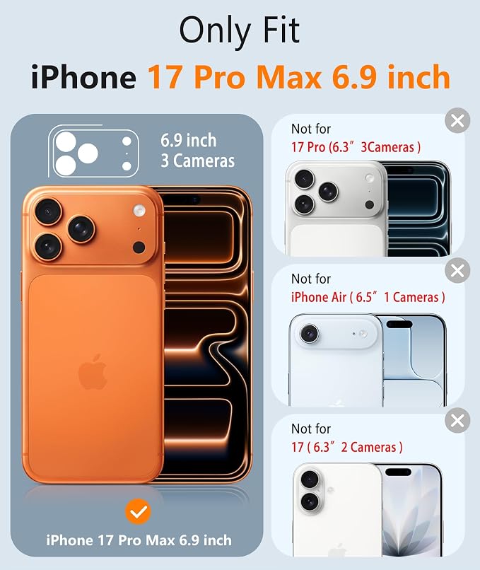 FNTCASE for iPhone 17 Pro Max Case, Fit for Magsafe, Screen Protector | Full Camera Protection, Integrated Silicone, 14FT Military Grade Drop Proof, Shockproof Protective Phone Cover, Full Gray - Image 2