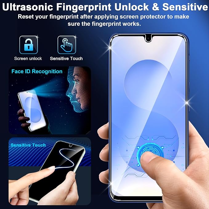 Samcorn [3+3 Pack Pack Galaxy A17 5G Screen Protector, HD Clear Tempered Glass, Fingerprint Unlock, 3D Curved, Scratch Resistant, No Bubble for Samsung Galaxy A17 5G Glass Screen Protector - Image 7