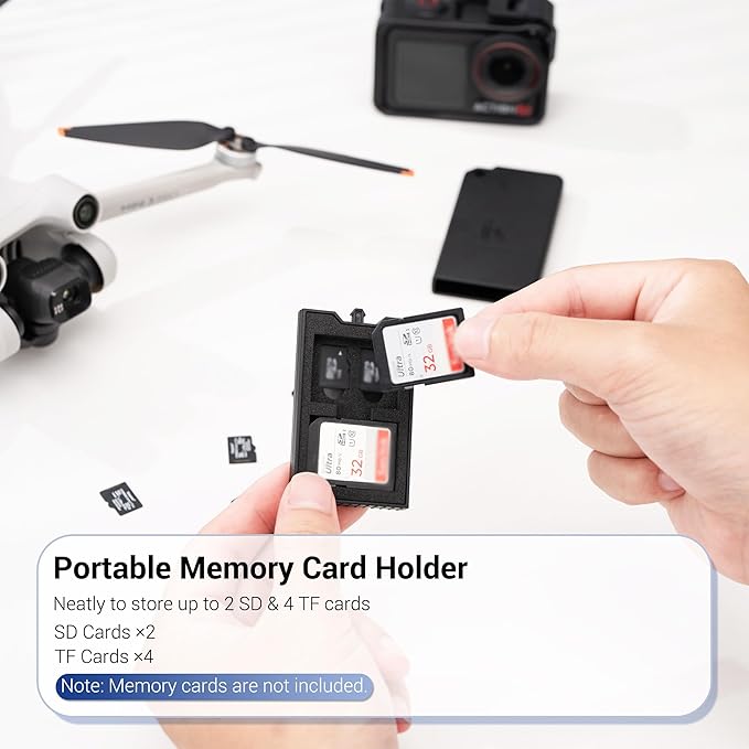 Pop-up Small Memory Card Case Holder for 2 SD SDHC SDXC Cards & 4 TF MicroSD MSD Cards with Carabiner, Portable Anti-Shock Splash-Proof Micro SD Card Case Storage Protector Organizer Keeper Container - Image 2