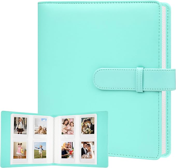 Veicevol 256-Pocket 2x3 Photo Album for Instax Mini and Polaroid, Green | PU Leather Cover Keeps, Fits Instax Mini and Polaroid 2x3 Photos, Protects Travel, Wedding and Family Memories by VEICEVOL