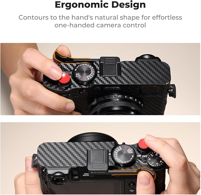 K&F CONCEPT Camera Thumb Grip with Red Shutter Button Compatible with FUJIFILM X100VI X100V, Black - Image 4