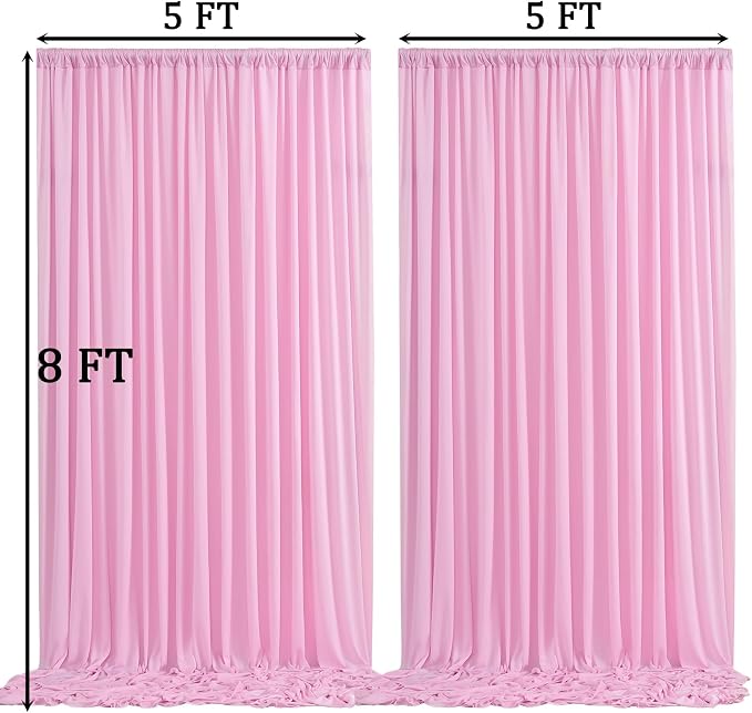 10ft x 8ft Wrinkle Free Pink Backdrop Curtain Drapes, Thick Polyester Baby Pink Backdrop for Girls Birthday Wedding Party Background Baby Shower - Image 6
